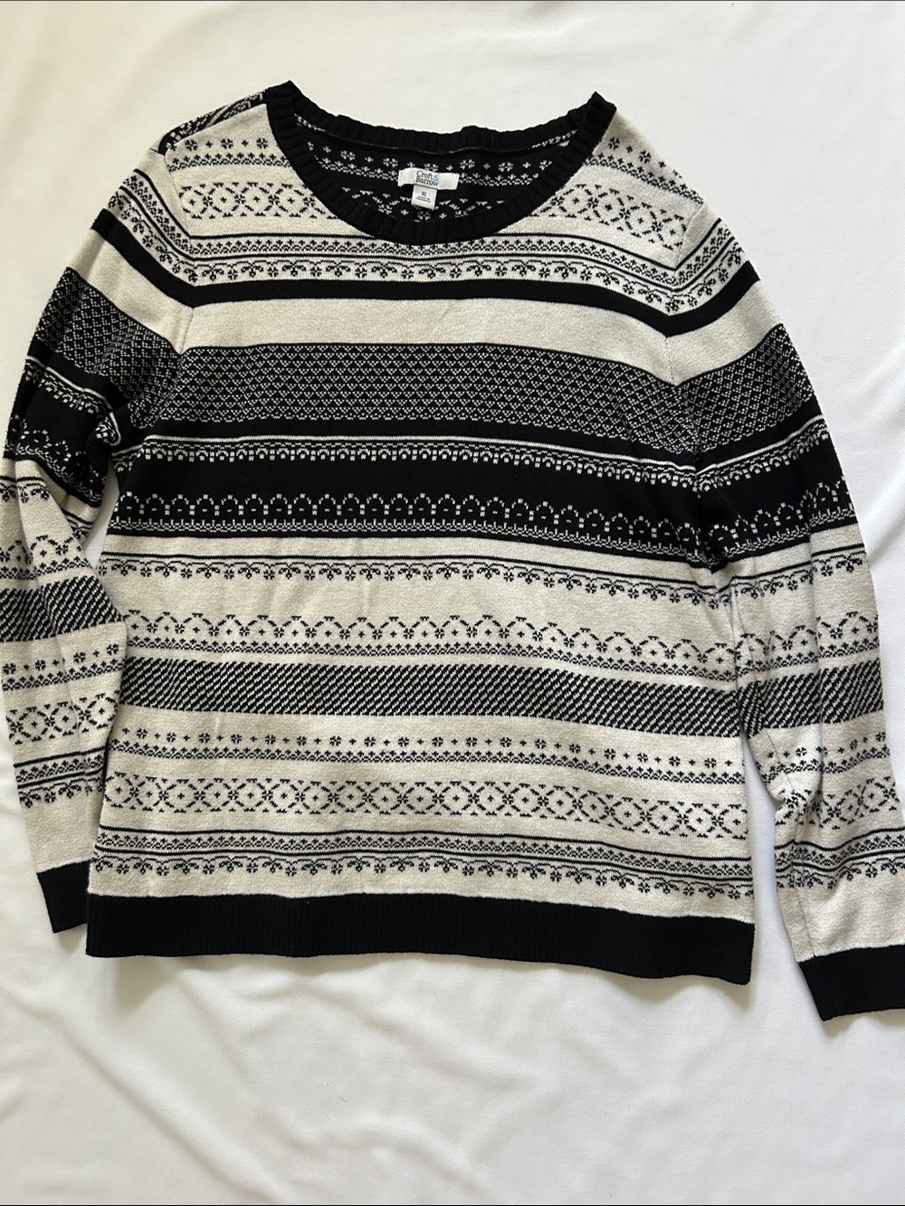 Black & Cream Patterned Womens Sweater